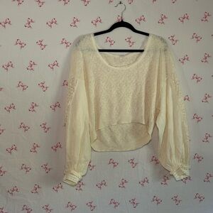 Free People Cream Knit Blouse
